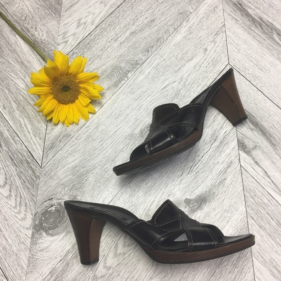 Paul Green Munchen | Dark Brown Wooden Sandal Mule - Picture 4 of 8